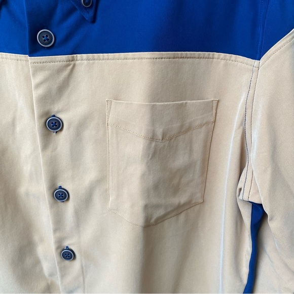 Microsuede Colorblock Oxford Button Down Shirt - Picture 4 of 15